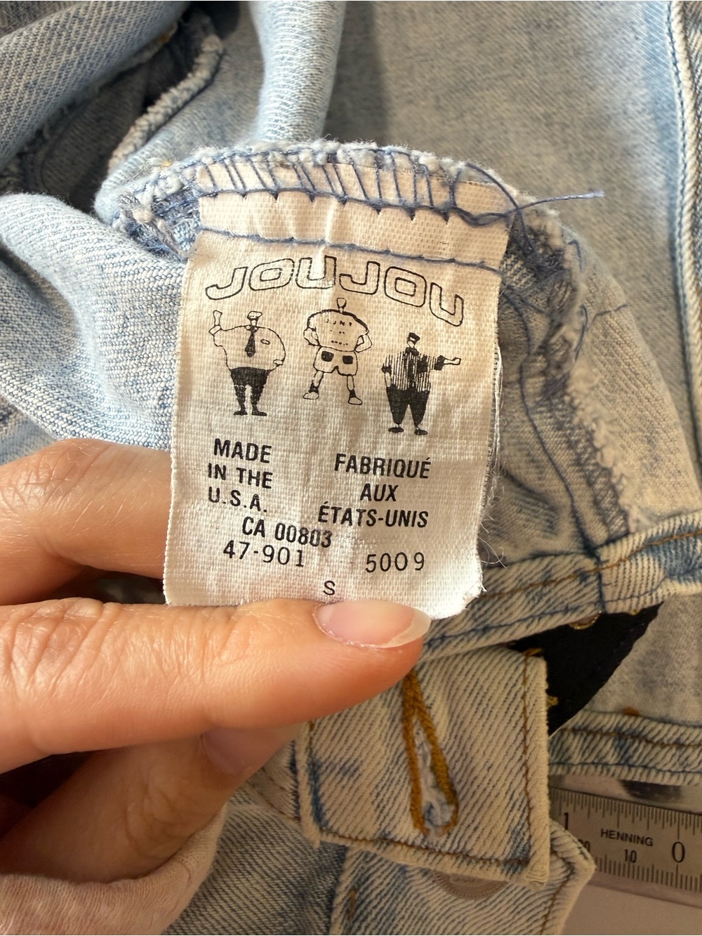 Vintage Joujou Butterfly Embroidered Cropped Denim Jacket Western Acid Wash 90s - Picture 4 of 11
